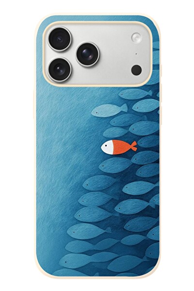 Le Balvo iPhone 17 Pro Max Uyumlu Balıklar Yüzüyor Baskılı Silikon Kılıf