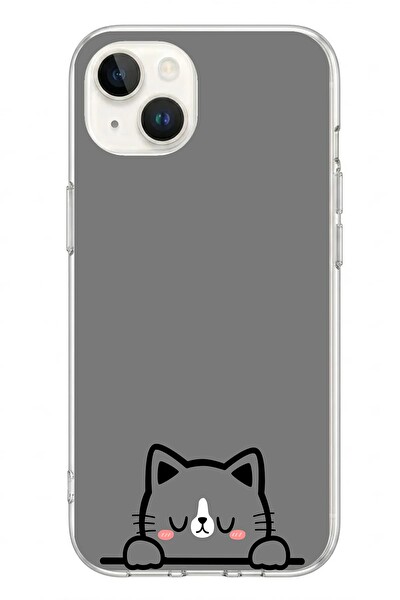 Le Balvo iPhone 13 - 14 Uyumlu Uyuyan Kedi Baskılı Silikon Kılıf