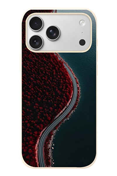 Le Balvo iPhone 17 Pro Max Uyumlu Sonbahar Yolu Baskılı Silikon Kılıf