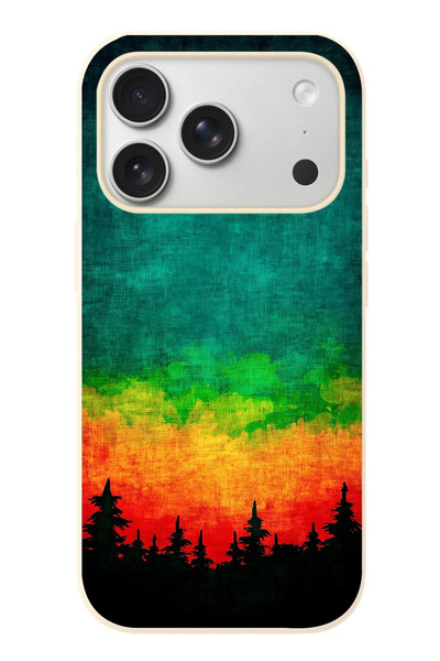 Le Balvo iPhone 17 Pro Uyumlu Orman Gecesi Renkli Baskılı Silikon Kılıf
