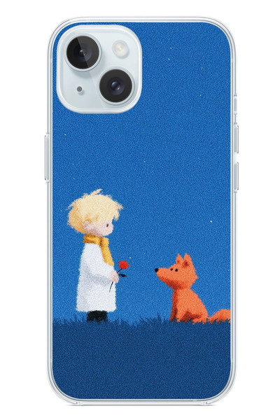 Le Balvo iPhone 15 Uyumlu Sarışın Çocuk ve Köpek Baskılı Silikon Kılıf
