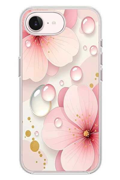 Le Balvo iPhone 17e Uyumlu Damlalı Çiçekler Baskılı Silikon Kılıf