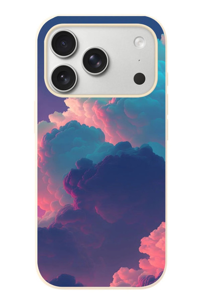 Le Balvo iPhone 17 Pro Uyumlu Renkli Doğal Bulutlar Baskılı Silikon Kılıf