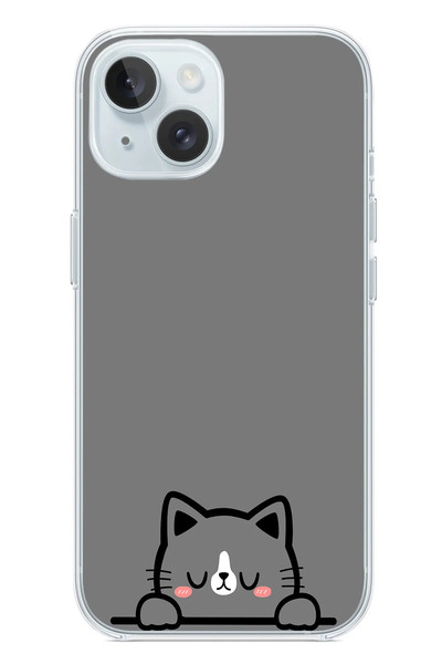 Le Balvo iPhone 15 Uyumlu Uyuyan Kedi Baskılı Silikon Kılıf
