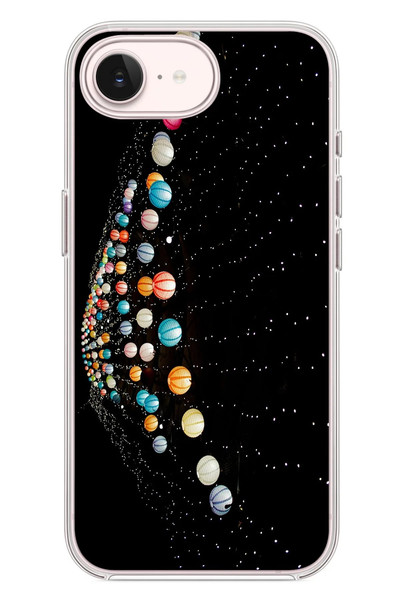 Le Balvo iPhone 17e Uyumlu Gezegenlerin Dansı Baskılı Silikon Kılıf