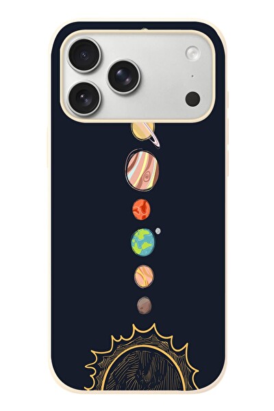 Le Balvo iPhone 17 Pro Max Uyumlu Gezegenler Baskılı Silikon Kılıf