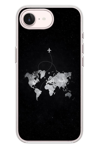 Le Balvo iPhone 17e Uyumlu Dünya Haritası Uçuş Baskılı Silikon Kılıf