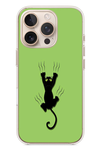 Le Balvo iPhone 16 Pro Uyumlu Tutunan Kedi Baskılı Silikon Kılıf