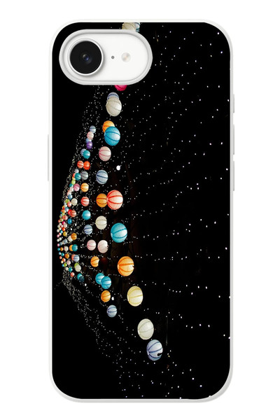 Le Balvo iPhone 16e Uyumlu Gezegenlerin Dansı Baskılı Silikon Kılıf