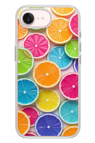 Le Balvo iPhone 17e Uyumlu Renkli Lime Dilimler Baskılı Silikon Kılıf