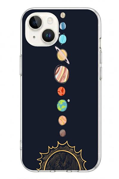 Le Balvo iPhone 13 - 14 Uyumlu Gezegenler Baskılı Silikon Kılıf
