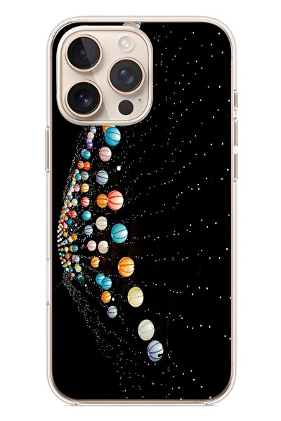 Le Balvo iPhone 16 Pro Max Uyumlu Gezegenlerin Dansı Baskılı Silikon Kılıf