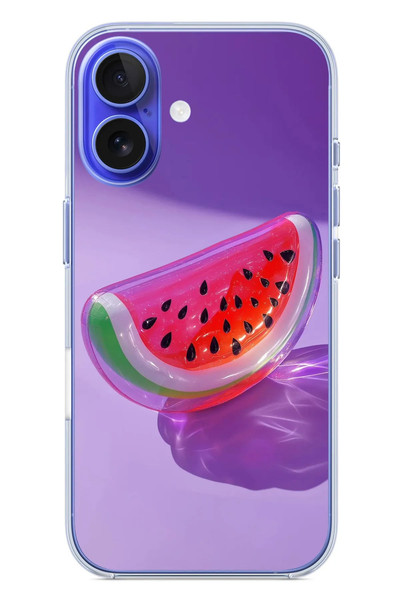 Le Balvo iPhone 16 Uyumlu Karpuz Jelibon Baskılı Silikon Kılıf