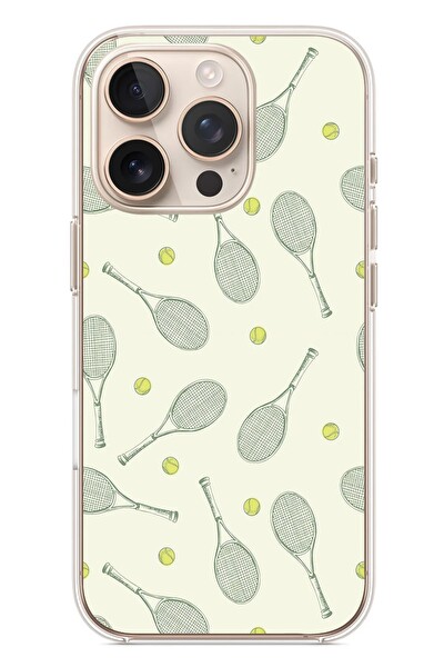 Le Balvo iPhone 16 Pro Uyumlu Tenis Raketleri Baskılı Silikon Kılıf
