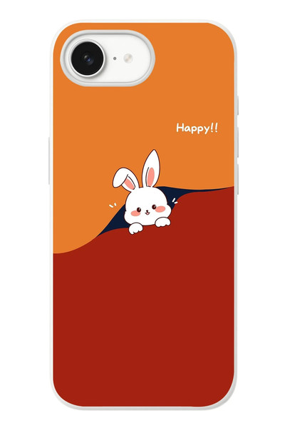 Le Balvo iPhone 16e Uyumlu Mutlu Tavşan Baskılı Silikon Kılıf