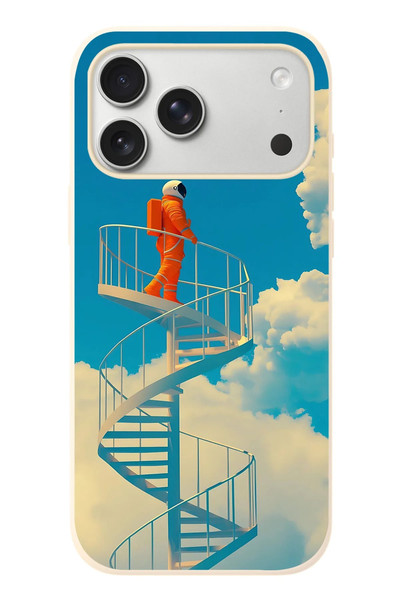 Le Balvo iPhone 17 Pro Max Uyumlu Astronot Gökyüzü Baskılı Silikon Kılıf