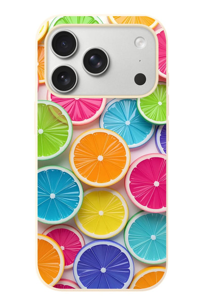 Le Balvo iPhone 17 Pro Uyumlu Renkli Lime Dilimler Baskılı Silikon Kılıf