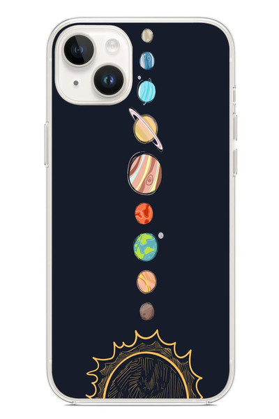 Le Balvo iPhone 14 Plus Uyumlu Gezegenler Baskılı Silikon Kılıf