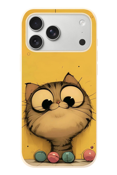 Le Balvo iPhone 17 Pro Max Uyumlu Kedi Çizgisi Baskılı Silikon Kılıf