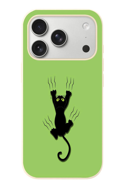 Le Balvo iPhone 17 Pro Uyumlu Tutunan Kedi Baskılı Silikon Kılıf