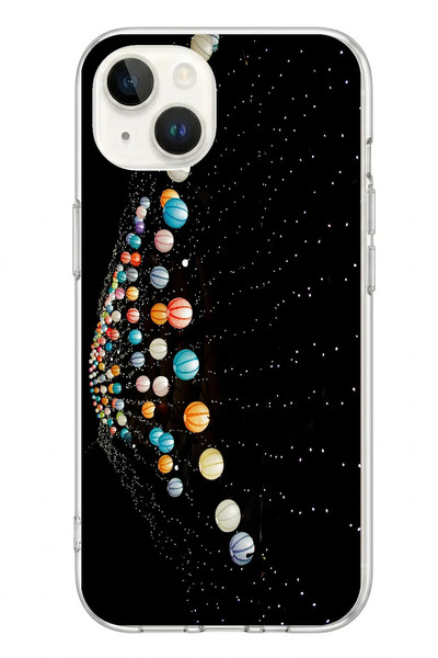 Le Balvo iPhone 13 - 14 Uyumlu Gezegenlerin Dansı Baskılı Silikon Kılıf