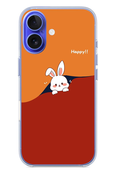 Le Balvo iPhone 16 Uyumlu Mutlu Tavşan Baskılı Silikon Kılıf