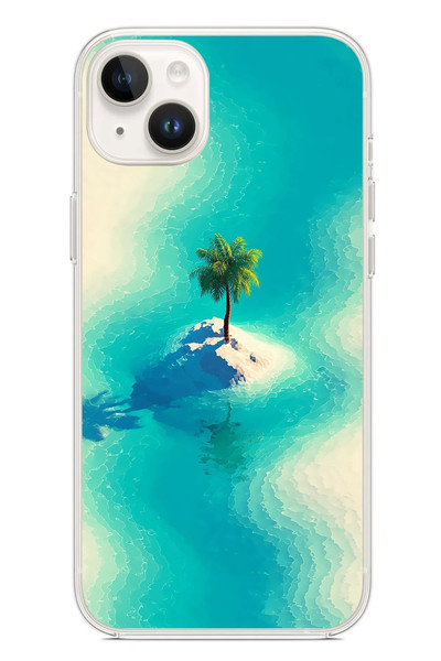 Le Balvo iPhone 14 Plus Uyumlu Adada Palmiye Baskılı Silikon Kılıf