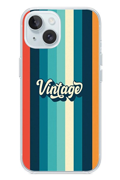 Le Balvo iPhone 15 Uyumlu Vintage Baskılı Silikon Kılıf