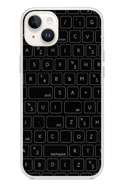 Le Balvo iPhone 14 Plus Uyumlu Klavye Tuşları Baskılı Silikon Kılıf