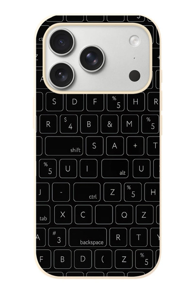 Le Balvo iPhone 17 Pro Uyumlu Klavye Tuşları Baskılı Silikon Kılıf