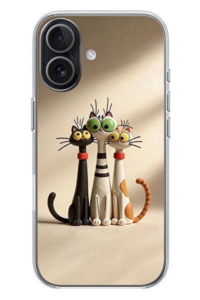 Le Balvo iPhone 17 Uyumlu Neşeli Kedi Ailesi Baskılı Silikon Kılıf