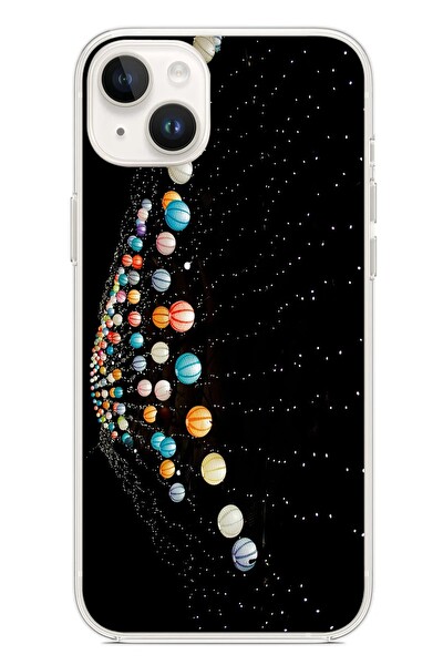 Le Balvo iPhone 14 Plus Uyumlu Gezegenlerin Dansı Baskılı Silikon Kılıf