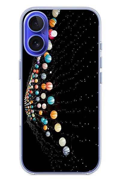 Le Balvo iPhone 16 Uyumlu Gezegenlerin Dansı Baskılı Silikon Kılıf