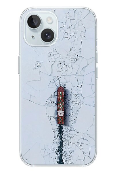 Le Balvo iPhone 15 Uyumlu Yük Gemisi Baskılı Silikon Kılıf