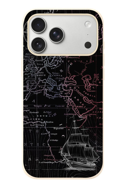 Le Balvo iPhone 17 Pro Max Uyumlu Denizci Dünya Haritası Baskılı Silikon Kılıf