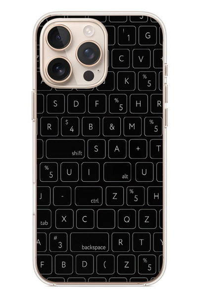 Le Balvo iPhone 16 Pro Max Uyumlu Klavye Tuşları Baskılı Silikon Kılıf