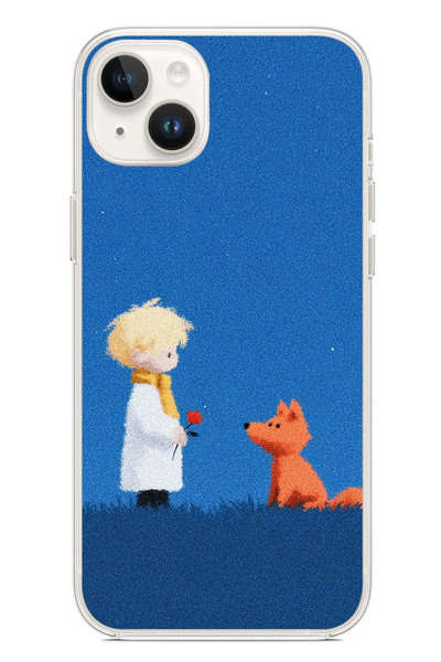 Le Balvo iPhone 14 Plus Uyumlu Sarışın Çocuk ve Köpek Baskılı Silikon Kılıf