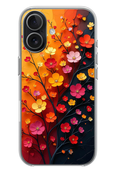 Le Balvo iPhone 17 Uyumlu Sonbahar Çiçekleri Baskılı Silikon Kılıf