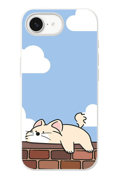 Le Balvo iPhone 16e Uyumlu Duvar Üstünde Kedi Baskılı Silikon Kılıf