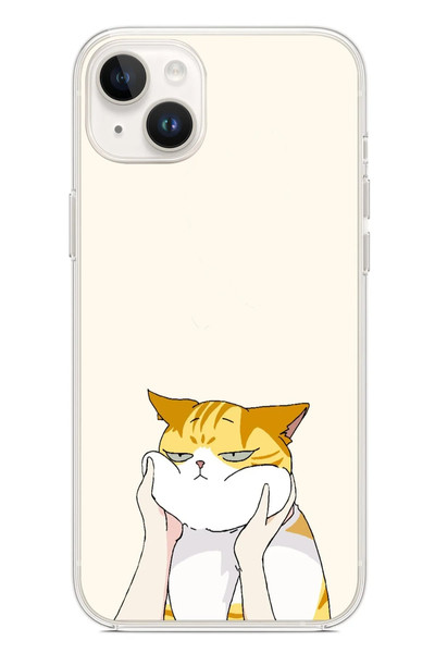 Le Balvo iPhone 14 Plus Uyumlu Sarı Kedi Yanakları Baskılı Silikon Kılıf