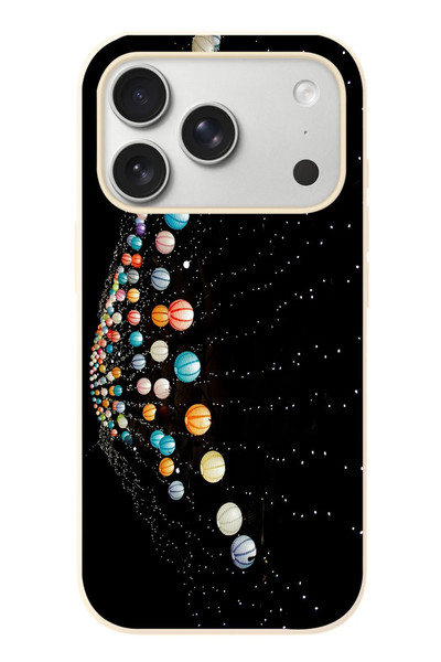 Le Balvo iPhone 17 Pro Uyumlu Gezegenlerin Dansı Baskılı Silikon Kılıf