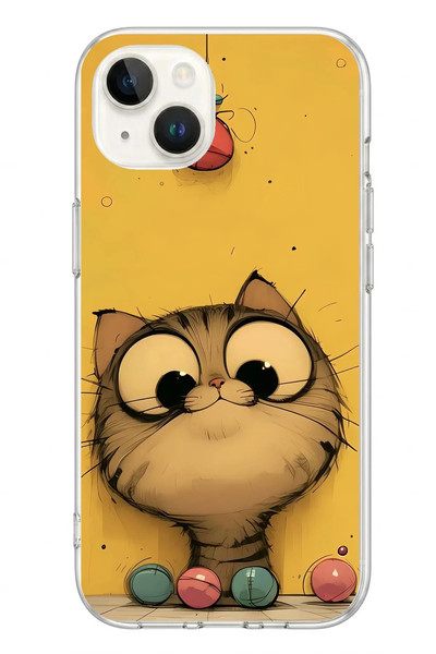 Le Balvo iPhone 13 - 14 Uyumlu Kedi Çizgisi Baskılı Silikon Kılıf