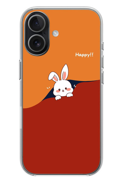 Le Balvo iPhone 17 Uyumlu Mutlu Tavşan Baskılı Silikon Kılıf
