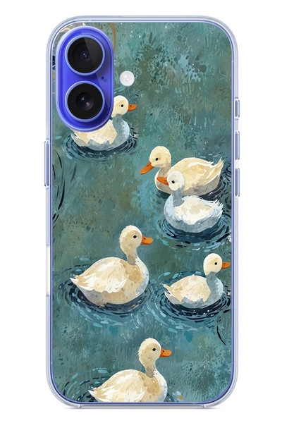 Le Balvo iPhone 16 Uyumlu Yüzen Ördekler Baskılı Silikon Kılıf
