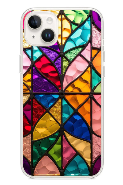 Le Balvo iPhone 14 Plus Uyumlu Cam Vitray Baskılı Silikon Kılıf