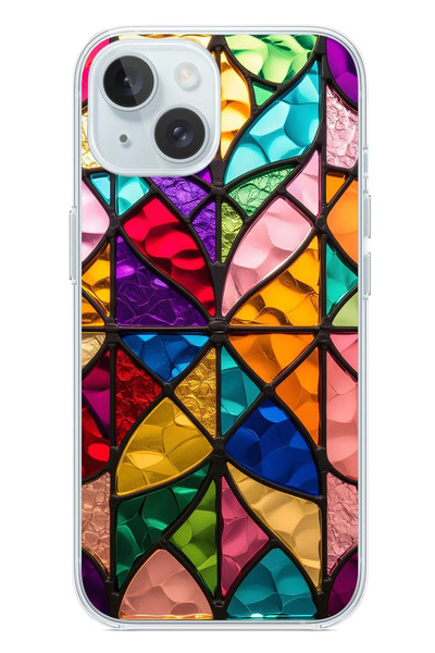 Le Balvo iPhone 15 Uyumlu Cam Vitray Baskılı Silikon Kılıf