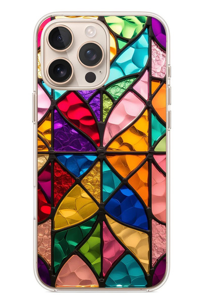 Le Balvo iPhone 16 Pro Max Uyumlu Cam Vitray Baskılı Silikon Kılıf
