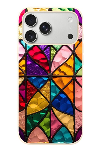 Le Balvo iPhone 17 Pro Max Uyumlu Cam Vitray Baskılı Silikon Kılıf