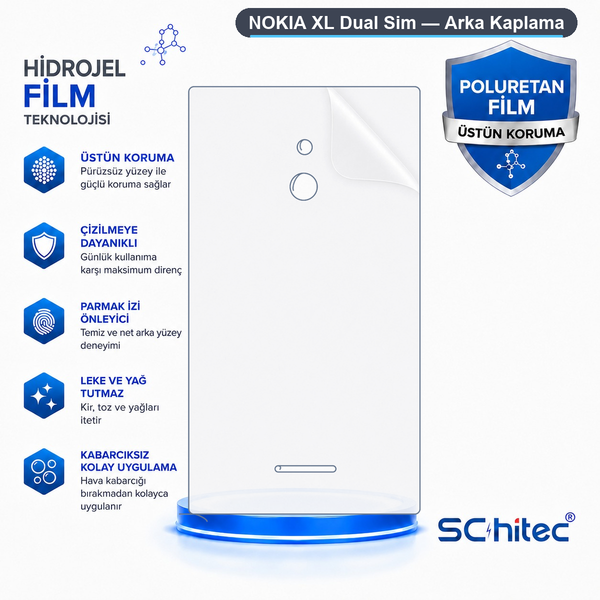 ScHitec Nokia XL Dual Sim Uyumlu Arka Yüzey Hidrojel Koruyucu Film