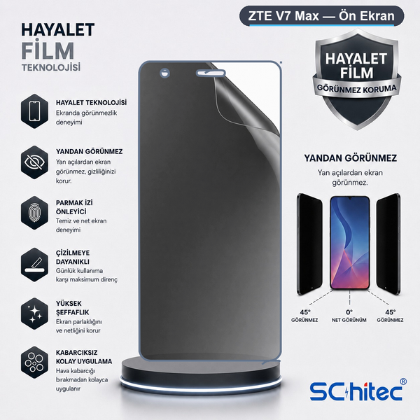 ScHitec ZTE V7 Max Uyumlu Ön Yüzey Hayalet Privacy Hidrojel Ekran Koruyucu